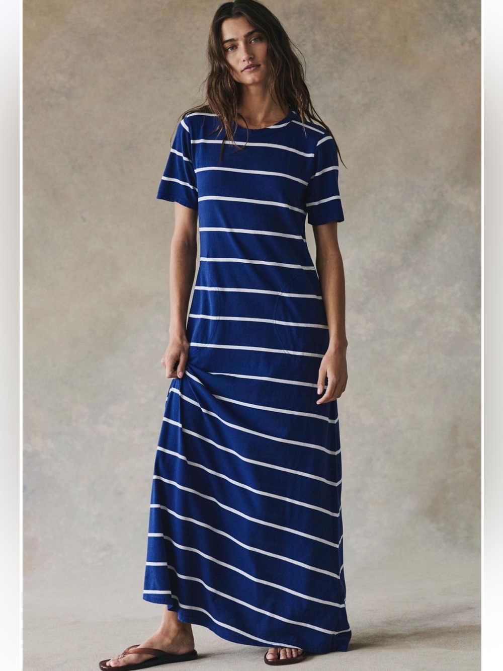 Free People Seek and Striped Cotton Jersey Maxi Dress NWT S